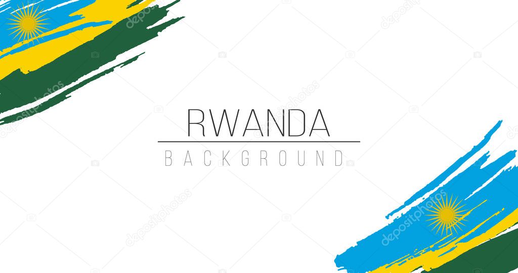 Rwanda flag brush style background with stripes. Stock vector illustration isolated on white background.