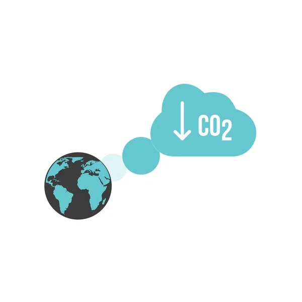 Global warming and climate change concept, CO2 and globe icon. Stock vector illustration isolated on white background. — Stock Vector