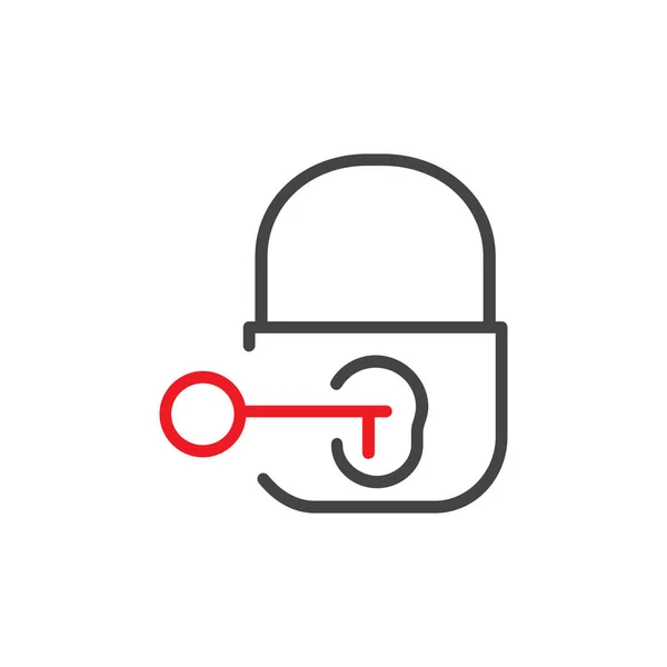 Lock and key vector line icon. Stock vector illustration isolated on white background. — Stock vektor