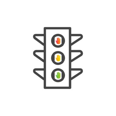 Traffic light signal with hand - Vector icon. Stock Vector illustration isolated on white background.