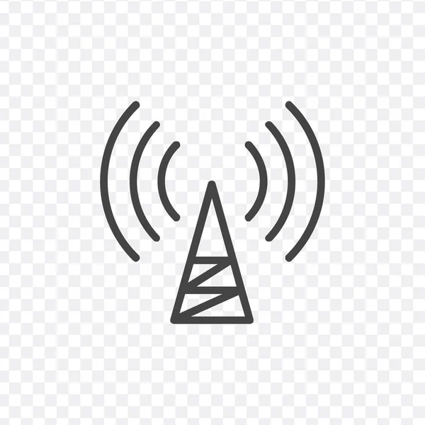 Radio tower line icon. Wave, receiver, technology. Station wi-fi, connection, telecommunication concept. Stock Vector illustration isolated on background. — Stok Vektör