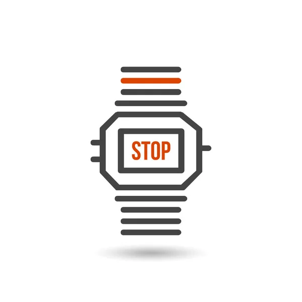 Kijkicoon, vectorillustratie. Stop tijd concept. Platte stijl. vector horloge pictogram illustratie geïsoleerd op witte achtergrond, — Stockvector