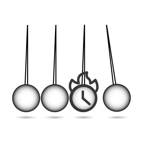 Pendulum Icon Newtons Vagga Med Brinnande Klocka Lite Tidskoncept Illustration — Stock vektor