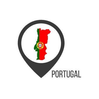 Portekiz 'in haritası. Portekiz bayrağı. Stok vektör illüstrasyonu beyaz arkaplanda izole edildi.