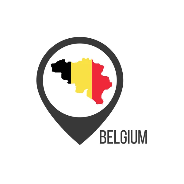 ベルギーとの地図ポインタ。ベルギー国旗。白い背景に隔離されたストックベクトルイラスト. — ストックベクタ