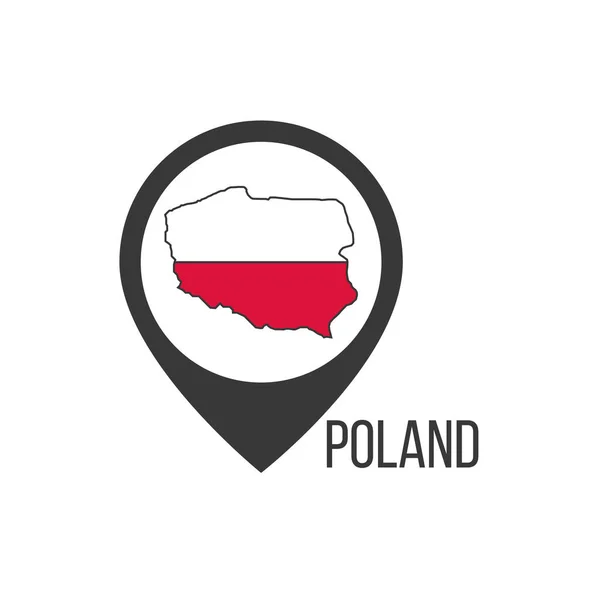 폴란드를 배경으로 한 지도 지도입니다. 폴란드 국기. 하얀 배경에 분리되어 있는 주식 벡터 삽화. — 스톡 벡터