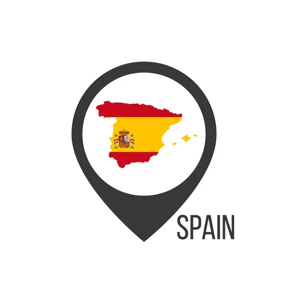 Mapa ponteiros com contry Espanha. Bandeira espanhola. Ilustração do vetor de estoque isolado no fundo branco . — Vetor de Stock