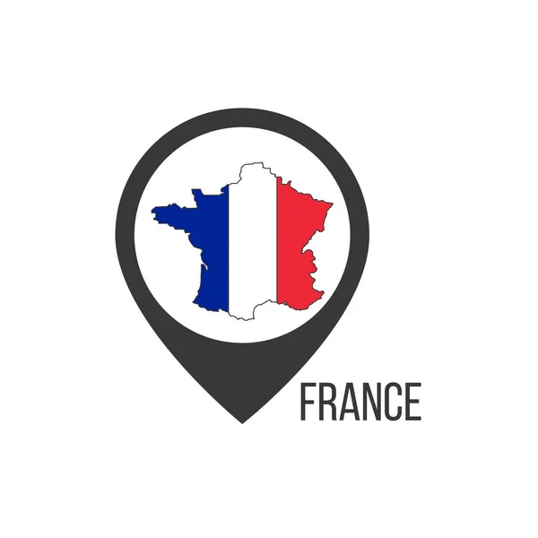 프랑스를 배경으로 한 지도 지도입니다. 프랑스 국기. 하얀 배경에 분리되어 있는 주식 벡터 삽화. — 스톡 벡터