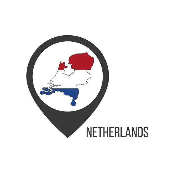 Kartenzeiger mit dem Land Niederlande. Holland-Flagge. Aktienvektorabbildung isoliert auf weißem Hintergrund. — Stockvektor