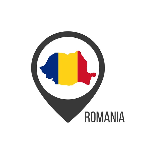 Punteros de mapa con contry Rumania. Bandera de Rumania. Stock ilustración vectorial aislado sobre fondo blanco . — Archivo Imágenes Vectoriales