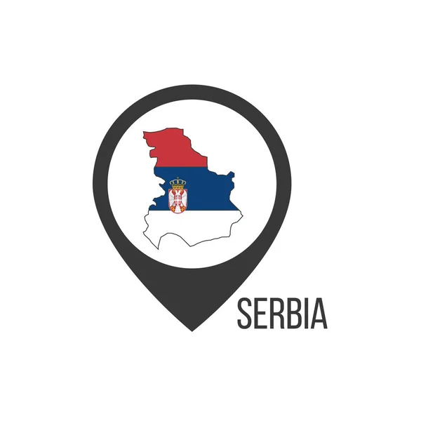 Punteros de mapa con contry Serbia. Bandera de Serbia. Stock ilustración vectorial aislado sobre fondo blanco . — Vector de stock