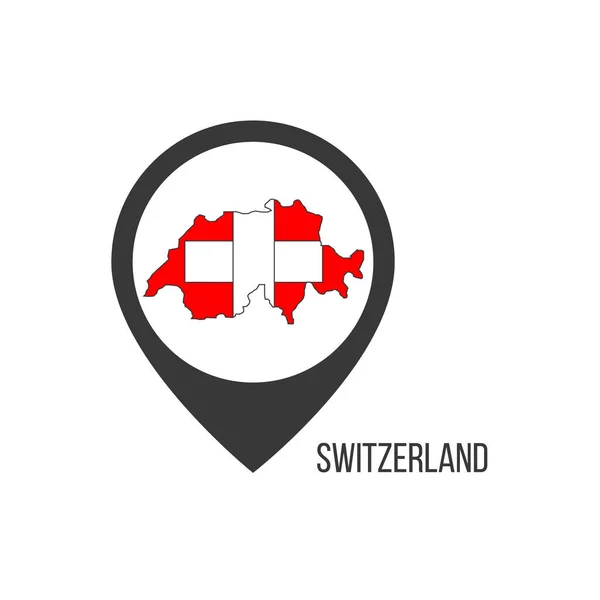 Punteros de mapa con contry Suiza. Bandera de Suiza. Stock ilustración vectorial aislado sobre fondo blanco . — Vector de stock