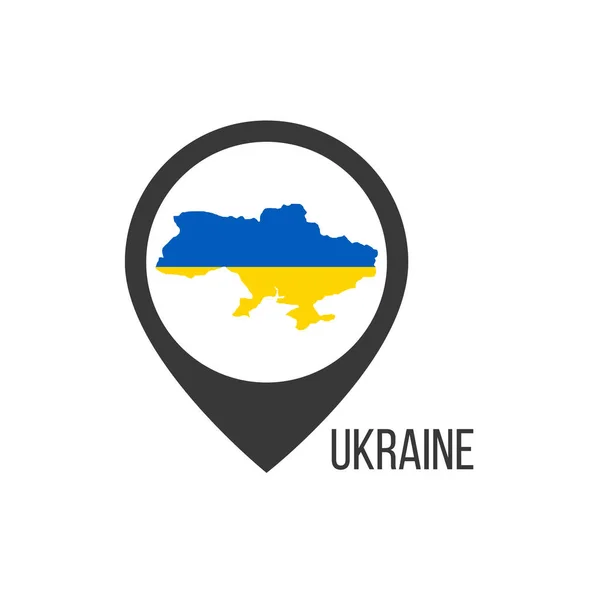 Kartenzeiger mit dem Land Ukraine. Ukraine-Flagge. Aktienvektorabbildung isoliert auf weißem Hintergrund. — Stockvektor