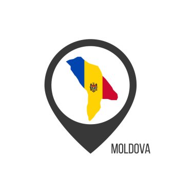 Moldova ülkesinin işaretçilerini göster. Moldova bayrağı. Stok vektör illüstrasyonu