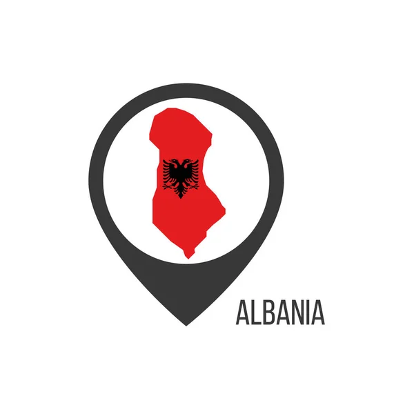 与Contry阿尔巴尼亚的映射指针 阿尔巴尼亚国旗 种群矢量说明 — 图库矢量图片