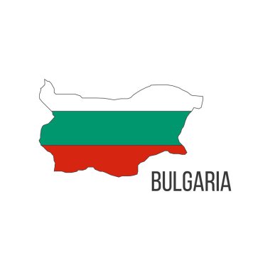 Bulgaristan bayrak haritası. Ülkenin bayrağı, sınır biçiminde. Stok vektör illüstrasyonu