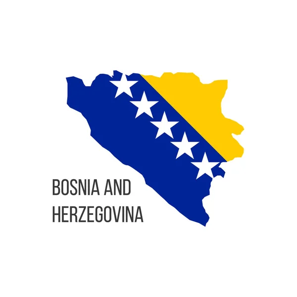 Mapa Bandera Bosnia Herzegovina Bandera Del País Forma Fronteras Stock — Vector de stock