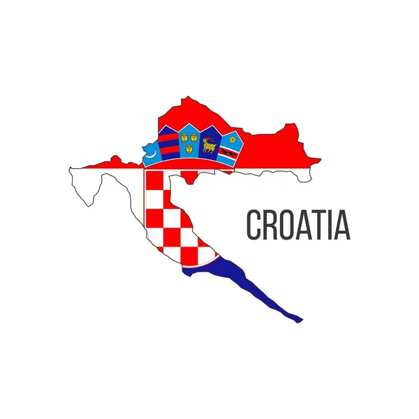 Mapa Bandeira Croácia Bandeira País Forma Fronteiras Ilustração Vetor — Vetor de Stock