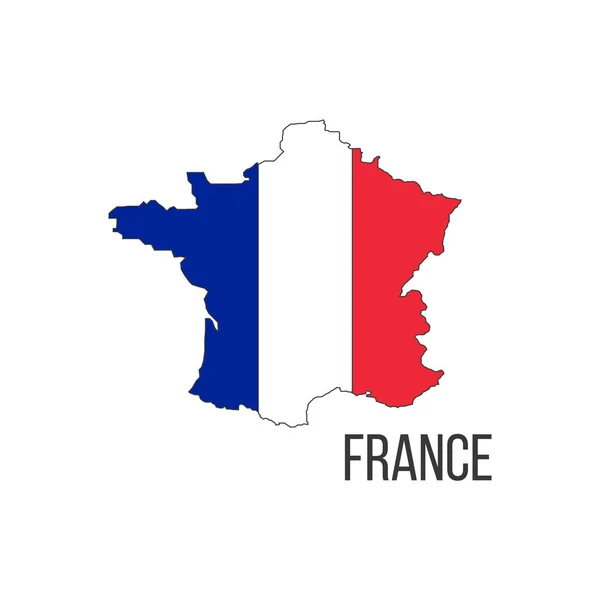 Χάρτης Της Γαλλίας Σημαία Της Χώρας Μορφή Συνόρων Εικόνα Διανύσματος — Διανυσματικό Αρχείο