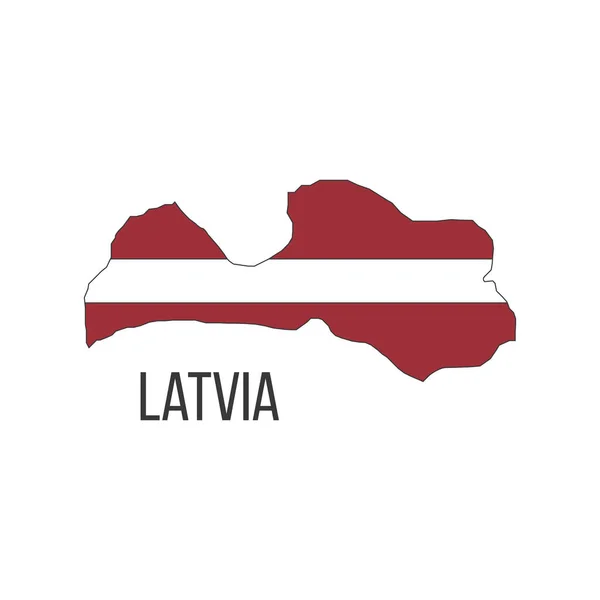 Lettonie Drapeau Carte Drapeau Pays Sous Forme Frontières Illustration Vectorielle — Image vectorielle