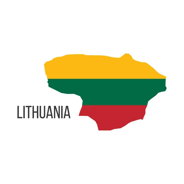 Χάρτης Σημαίας Της Λιθουανίας Σημαία Της Χώρας Μορφή Συνόρων Εικόνα — Διανυσματικό Αρχείο