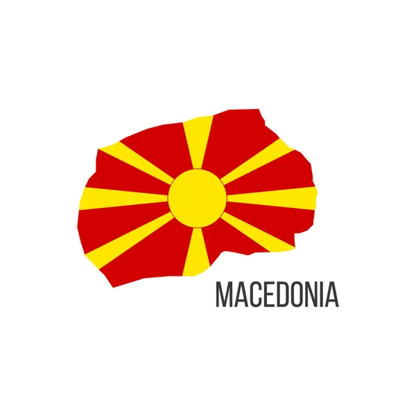 Vlaggenkaart Macedonië Vlag Van Het Land Vorm Van Grenzen Voorraadvector — Stockvector