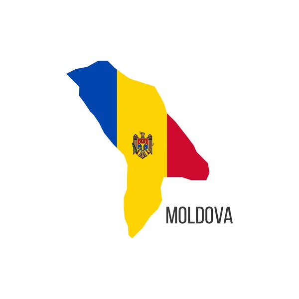 Mapa Bandera Moldova Bandera Del País Forma Fronteras Stock Vector — Archivo Imágenes Vectoriales