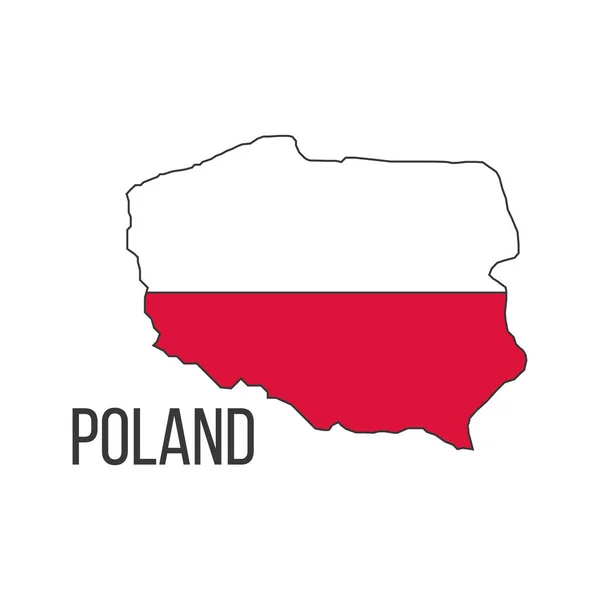 Mapa Flagi Polski Flaga Kraju Formie Granic Ilustracja Wektora — Wektor stockowy