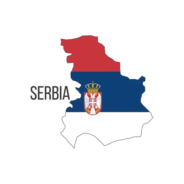 Mapa Bandera Serbia Bandera Del País Forma Fronteras Stock Vector — Vector de stock