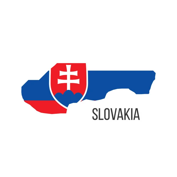 Mapa Bandeira Eslováquia Bandeira País Forma Fronteiras Ilustração Vetor — Vetor de Stock