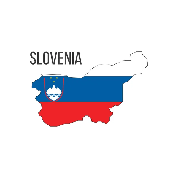 Mapa Bandera Eslovenia Bandera Del País Forma Fronteras Stock Vector — Vector de stock