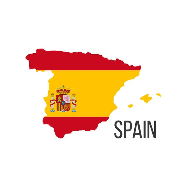 Mapa Bandeira Espanha Bandeira País Forma Fronteiras Ilustração Vetor — Vetor de Stock