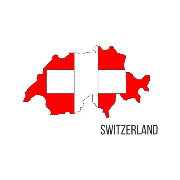 Mapa Bandeira Suíça Bandeira País Forma Fronteiras Ilustração Vetor — Vetor de Stock