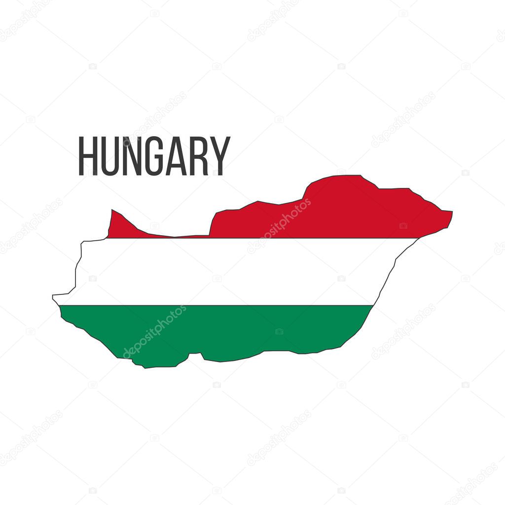 Hungary flag map. The flag of the country in the form of borders. Stock vector illustration