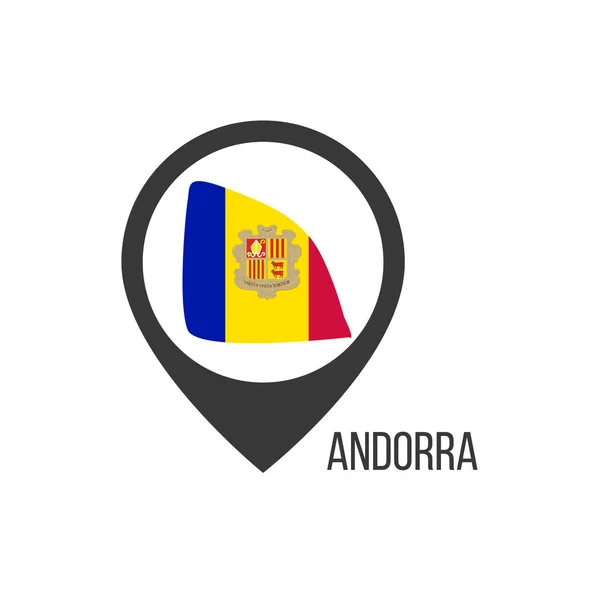 Punteros Mapa Con Contry Andorra Bandera Andorra Stock Vector Ilustración — Archivo Imágenes Vectoriales