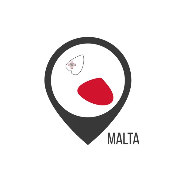 Mapa Ponteiros Com Contry Malta Bandeira Malta Ilustração Vetor —  Vetores de Stock