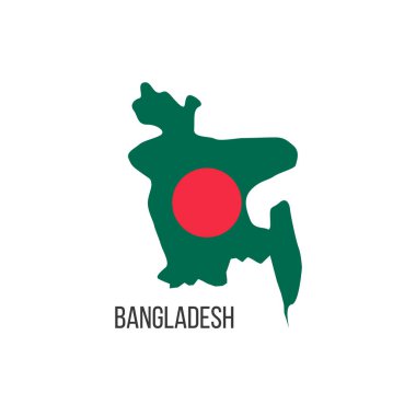 Bangladeş bayrak haritası. Ülkenin bayrağı, sınır biçiminde. Stok vektör illüstrasyonu