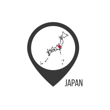 Japonya 'nın haritasını çıkartın. Japon bayrağı. Stok vektör illüstrasyonu