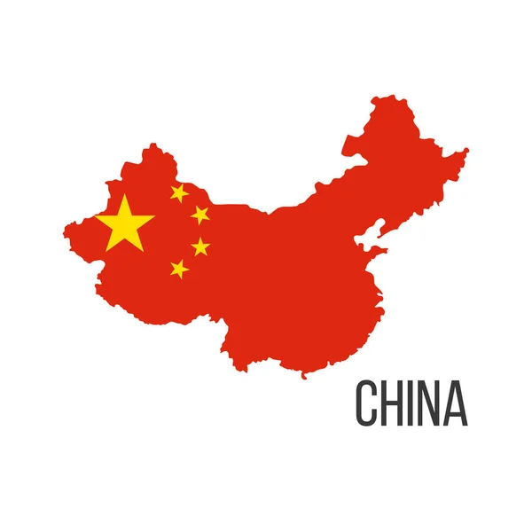 Peta Bendera Cina Bendera Negara Dalam Bentuk Batas Batas Ilustrasi - Stok Vektor