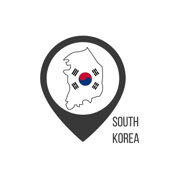 与Contry South Korea的地图指针 韩国国旗 种群矢量说明 — 图库矢量图片