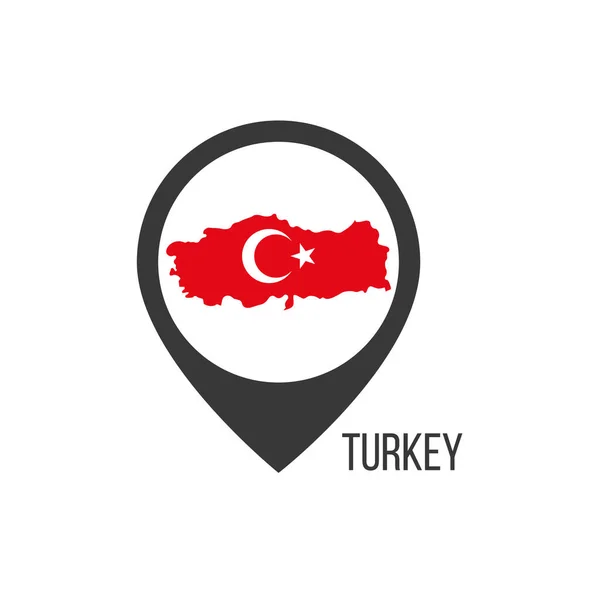 Mapa Ponteiros Com Contry Turquia Bandeira Turquia Ilustração Vetor — Vetor de Stock