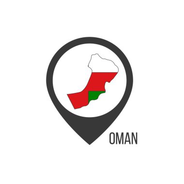 Umman ile harita işaretleri. Umman bayrağı. Stok vektör illüstrasyonu