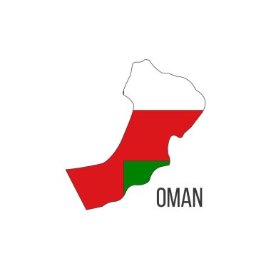 Umman bayrağı haritası. Ülkenin bayrağı, sınır biçiminde. Stok vektör illüstrasyonu