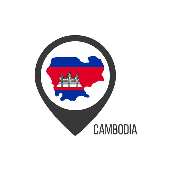 カンボジアとの地図ポインタ カンボジアの国旗 ストックベクトルイラスト — ストックベクタ
