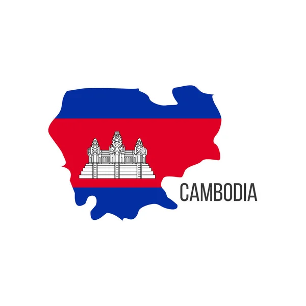 Cambodja Vlaggenkaart Vlag Van Het Land Vorm Van Grenzen Voorraadvector — Stockvector