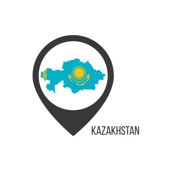 カザフスタンとの地図ポインタ カザフスタンの国旗 ストックベクトルイラスト — ストックベクタ
