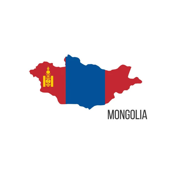 Mongoliets Flaggkarta Landets Flagga Form Gränser Illustration Lagervektor — Stock vektor