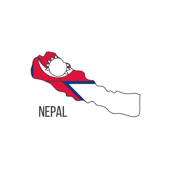 Nepal Flagge Karte Die Flagge Des Landes Form Von Grenzen — Stockvektor