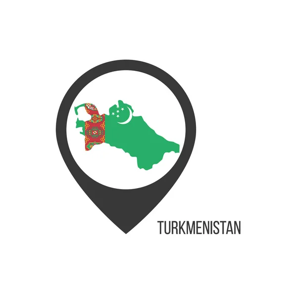 トルクメニスタンとの地図ポインタ トルクメニスタン国旗 ストックベクトルイラスト — ストックベクタ