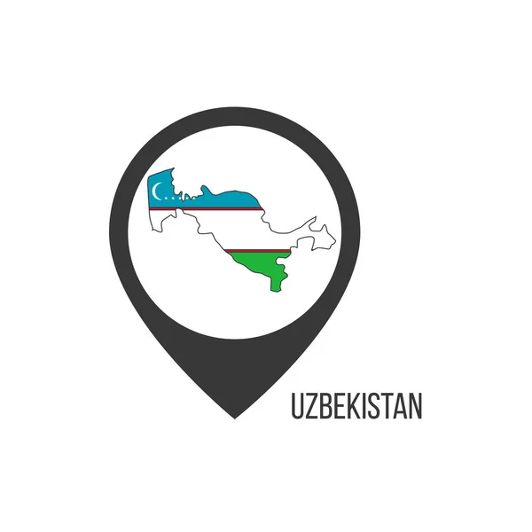 ウズベキスタンとの地図ポインタ ウズベキスタンの国旗 ストックベクトルイラスト — ストックベクタ
